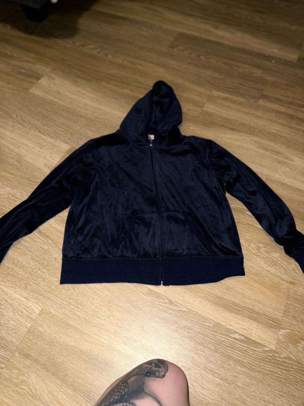 Black Women's Hooded Zip Jacket
